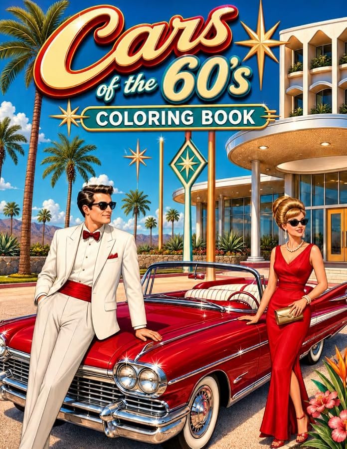 Cars Of The 60s Coloring Book Cover