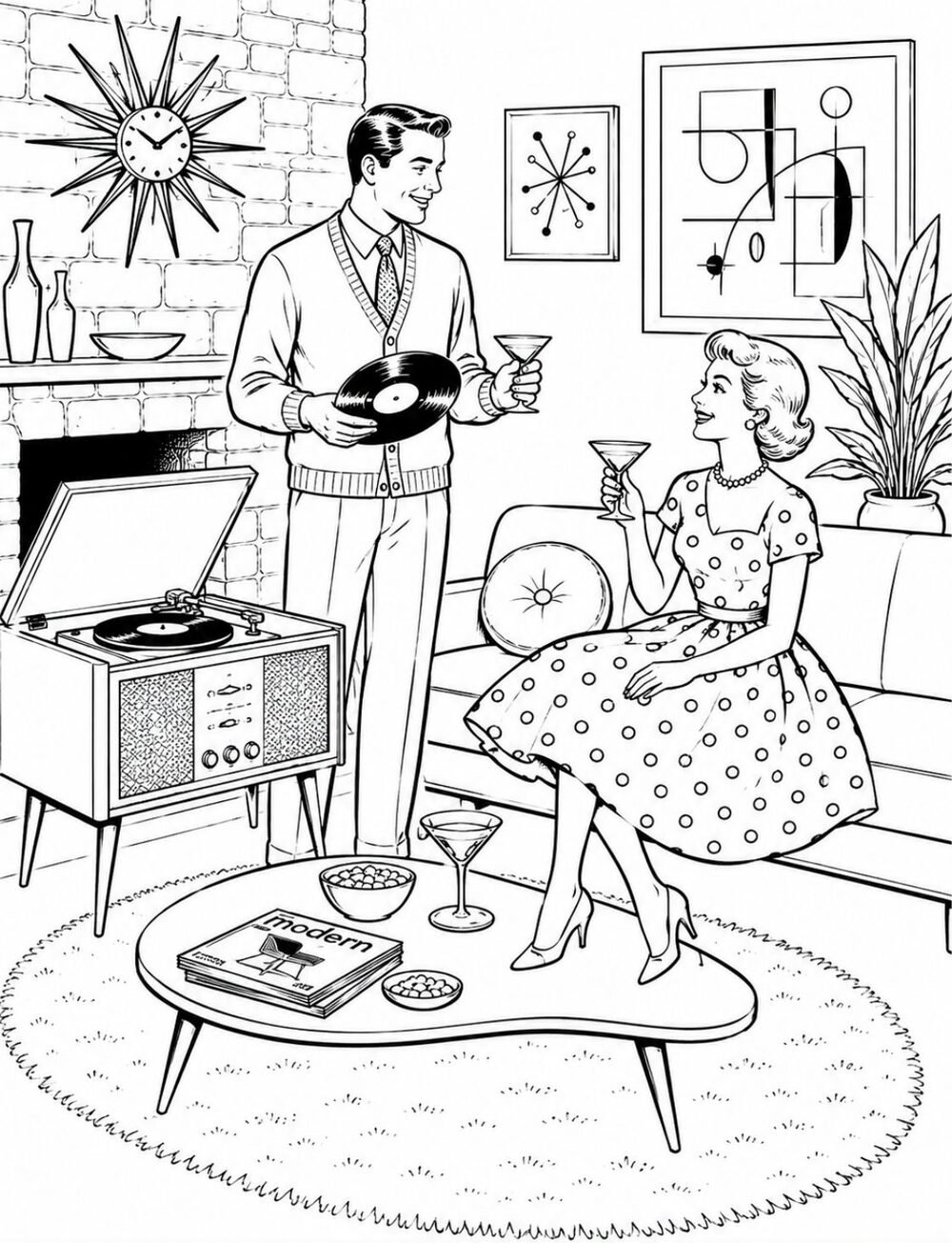 Entertaining in the 50's and 60's – Coloring Book – Page 1