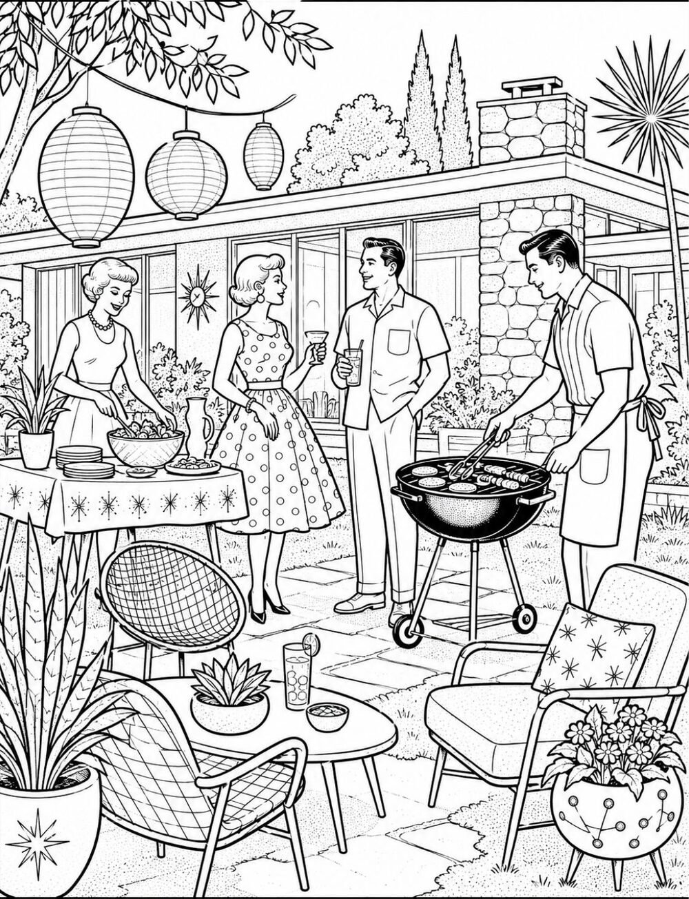 Entertaining in the 50's and 60's – Coloring Book – Page 3