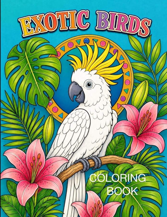 Exotic Birds Coloring Book Cover