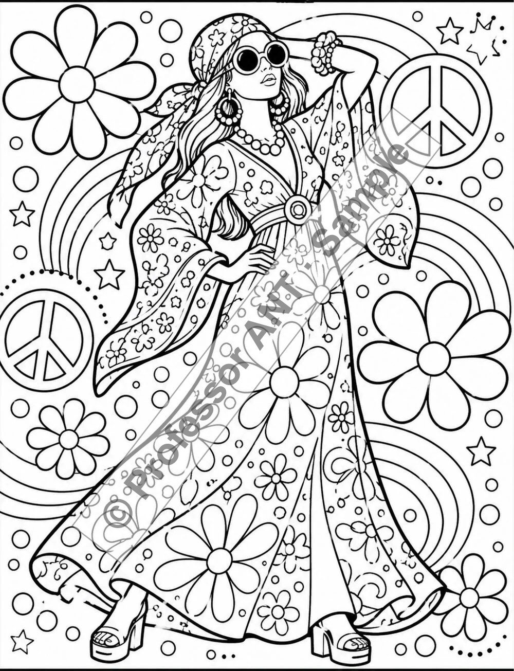 Groovy 60s coloring page 2