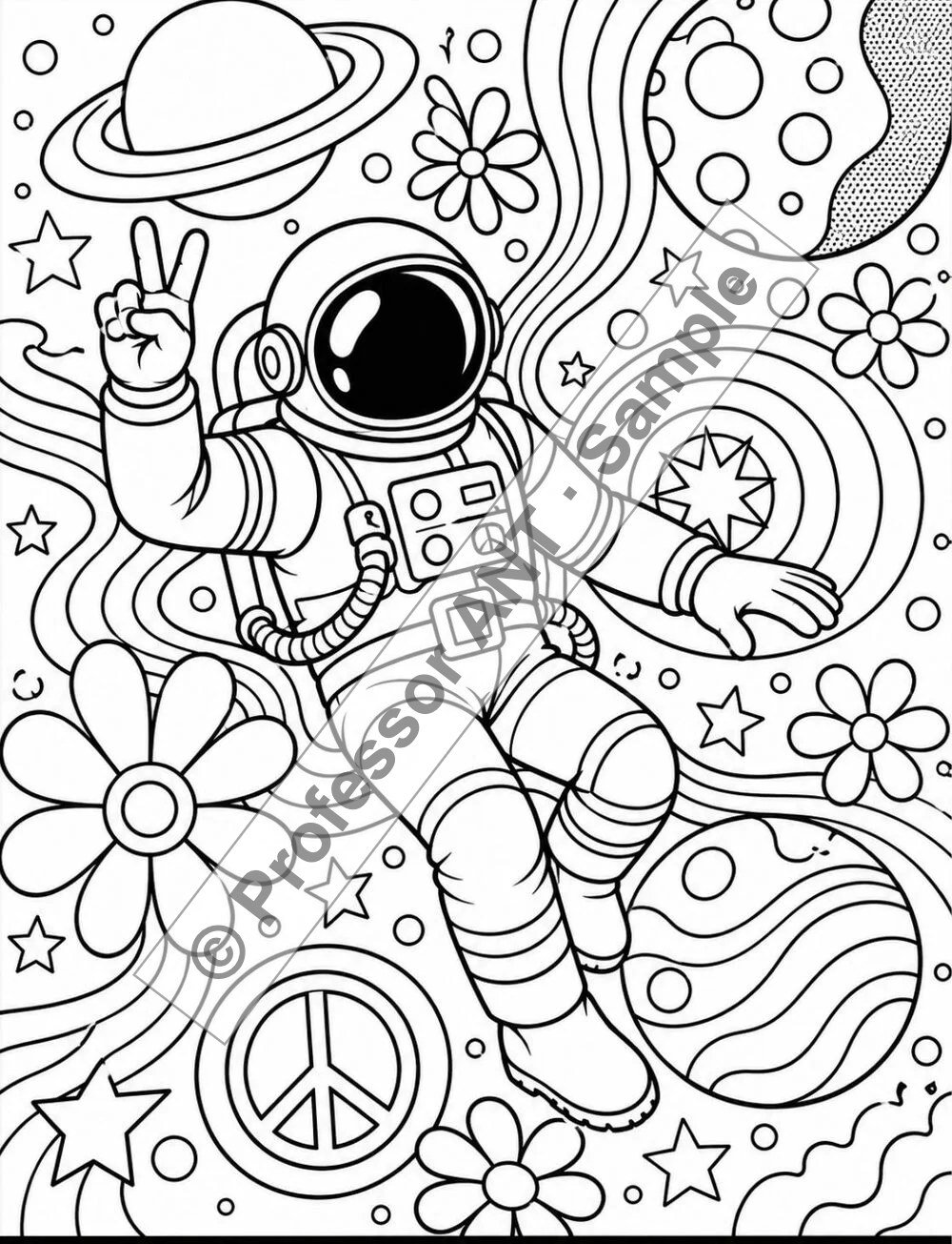 Groovy 60s coloring page 3