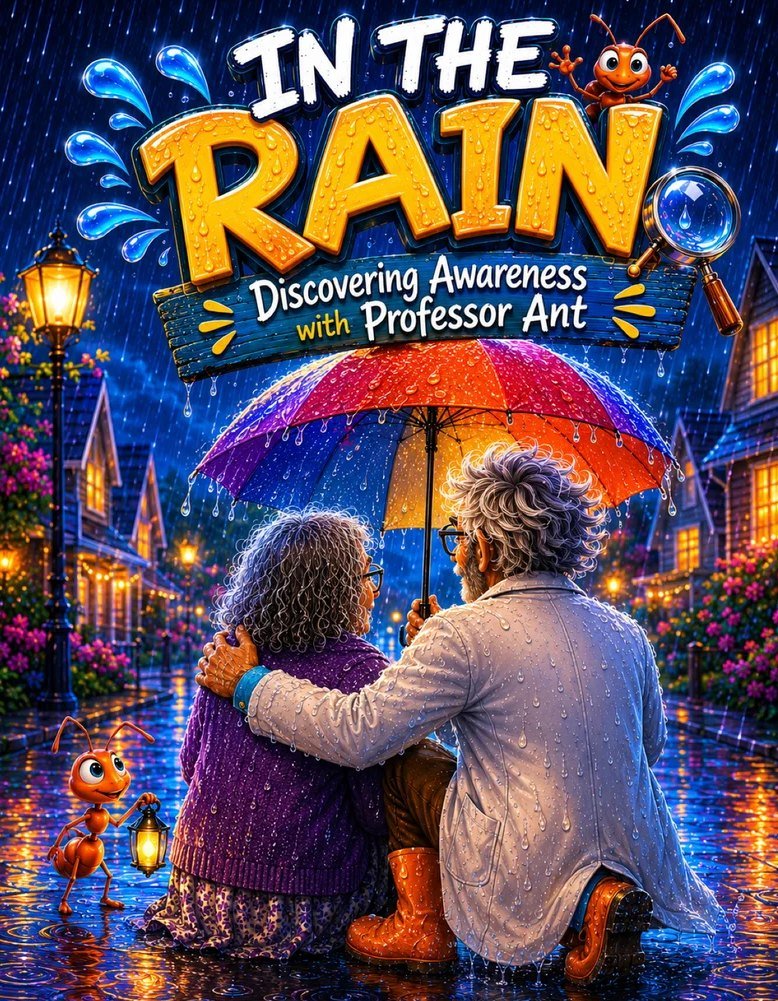 In the Rain – back cover – Discovering Awareness with Professor ANT