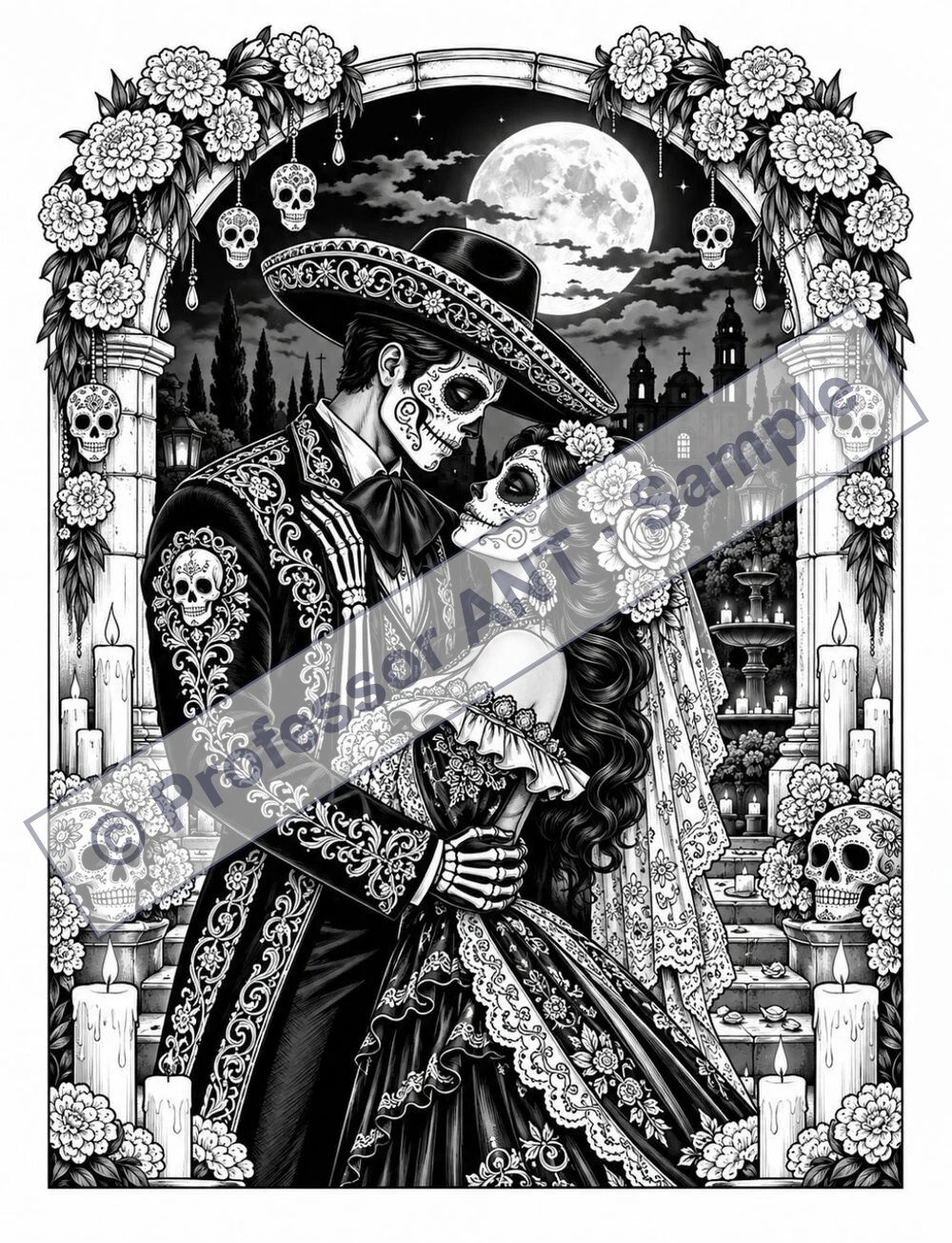 Professor ANT’s Day of the Dead coloring page 1