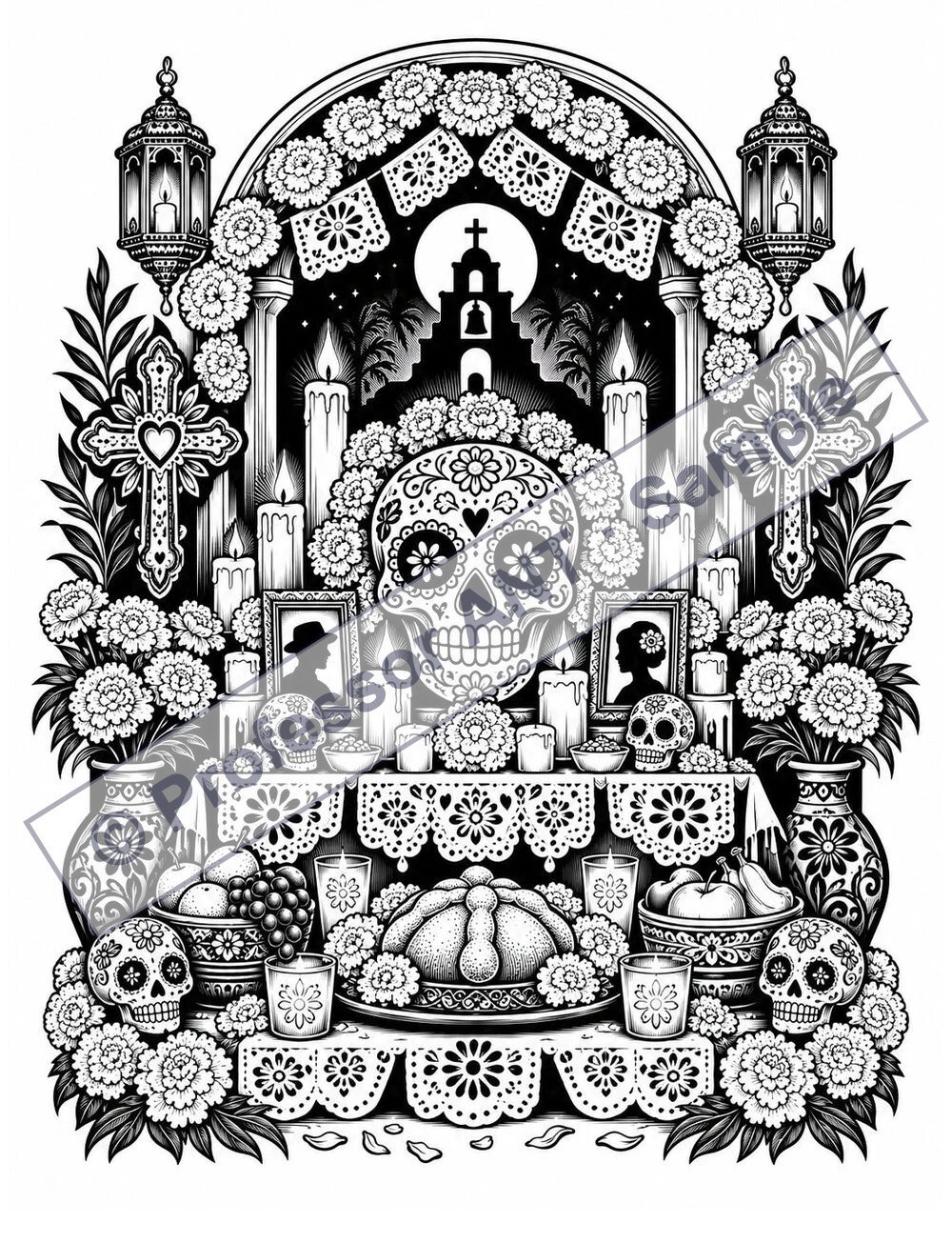 Professor ANT’s Day of the Dead coloring page 2