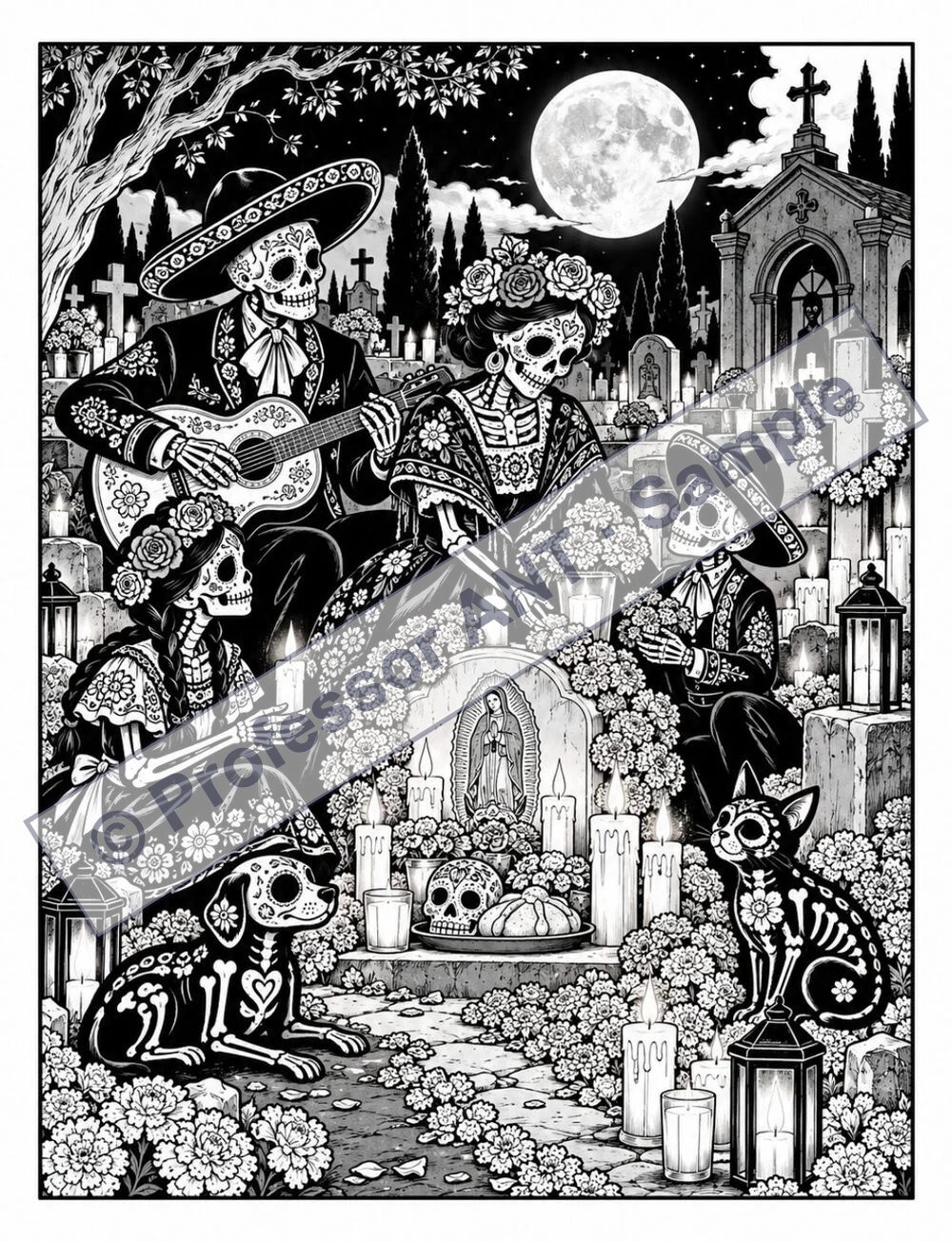 Professor ANT’s Day of the Dead coloring page 4