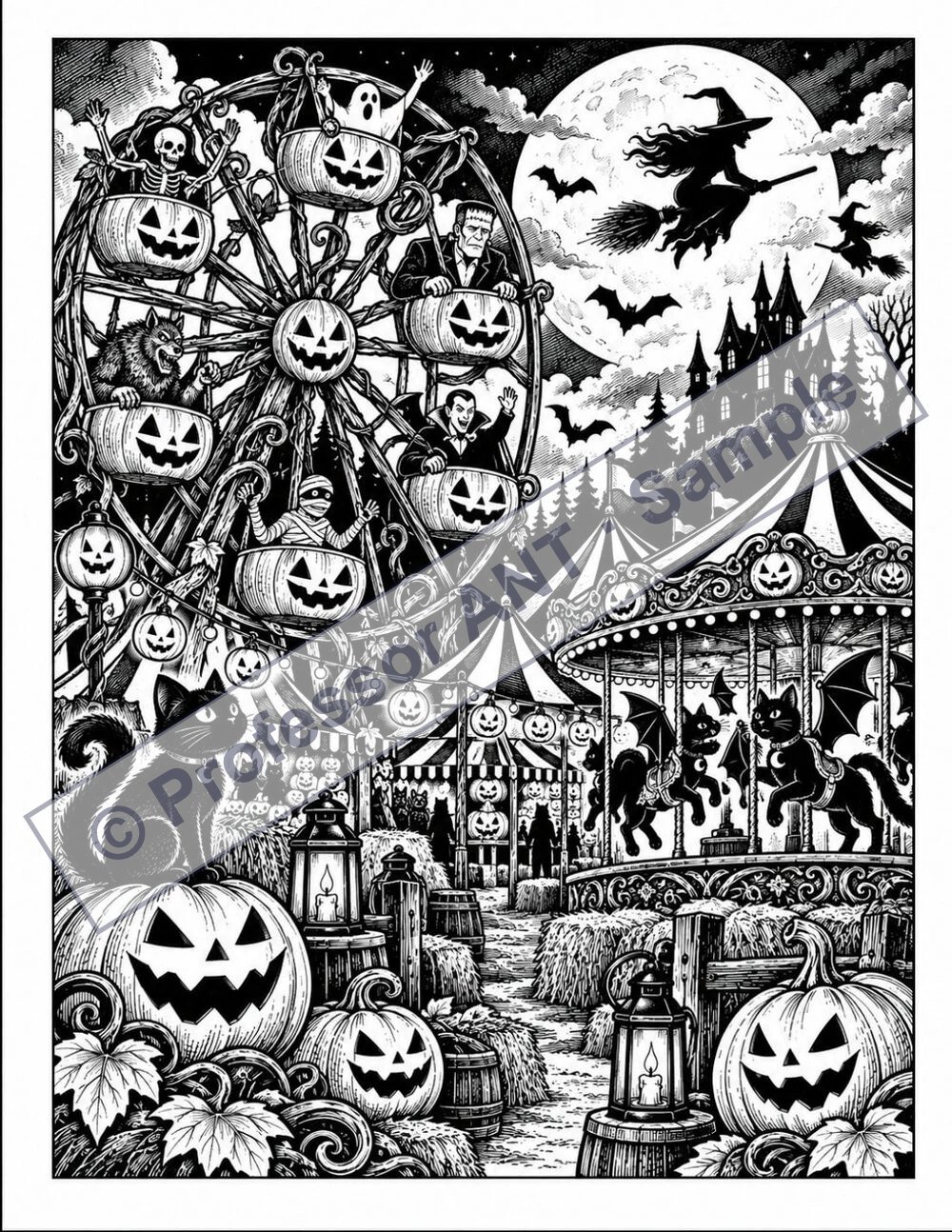 Professor ANT’s Halloween coloring page 2